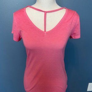 Pink V-Neck Detail T-Shirt